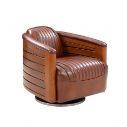 Fauteuil Pirogue Tournant vintage Cuir