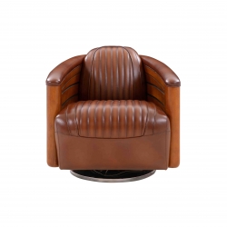 Fauteuil Pirogue Tournant vintage Cuir