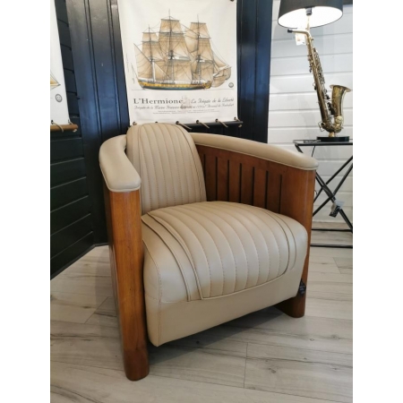 Fauteuil Canoë Cuir White Ivory