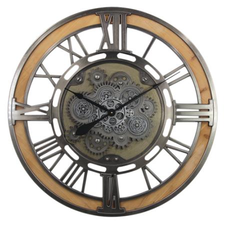Horloge à engrenages bois/métal 79 cm