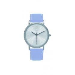 Montre Revolve Dame Argent cuir bleu