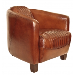 Fauteuil Barquette Sport Cuir vintage