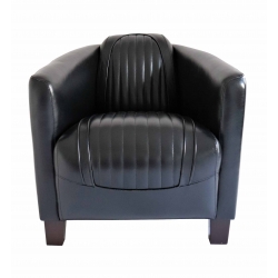 Fauteuil Barquette Sport Cuir Noir