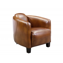 Fauteuil Barquette Cuir Vintage