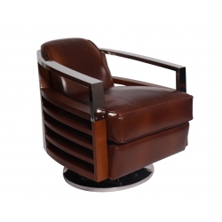 Fauteuil tournant Madison cuir vintage