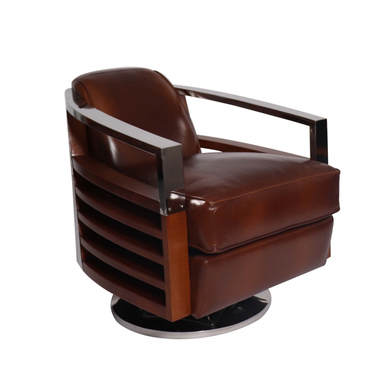 Fauteuil tournant Madison cuir vintage