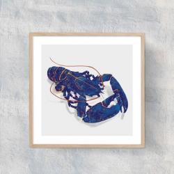 Affiche Homard bleu et or...