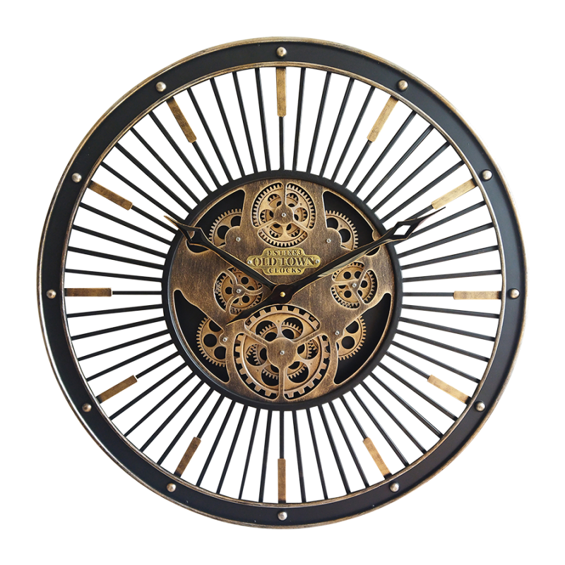 Horloge à engrenages noire or 60cm