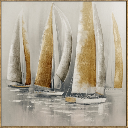 Toile encadrée voiliers dorés 80x80