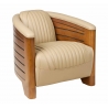 Fauteuil Pirogue Cuir White Ivory