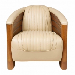 Fauteuil Pirogue Cuir White Ivory