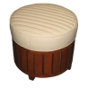 Pouf Canoë Rond Cuir White Ivory