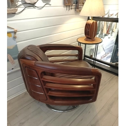 Fauteuil Riviera Tournant Sport Cuir Vintage