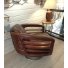 Fauteuil Riviera Tournant Sport Cuir Vintage