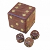 Jeu Dés Coffret  (6 cm - bois clair  - Cube)