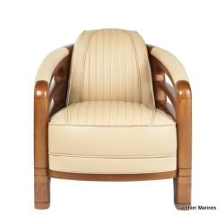 Fauteuil Monaco cuir Beige