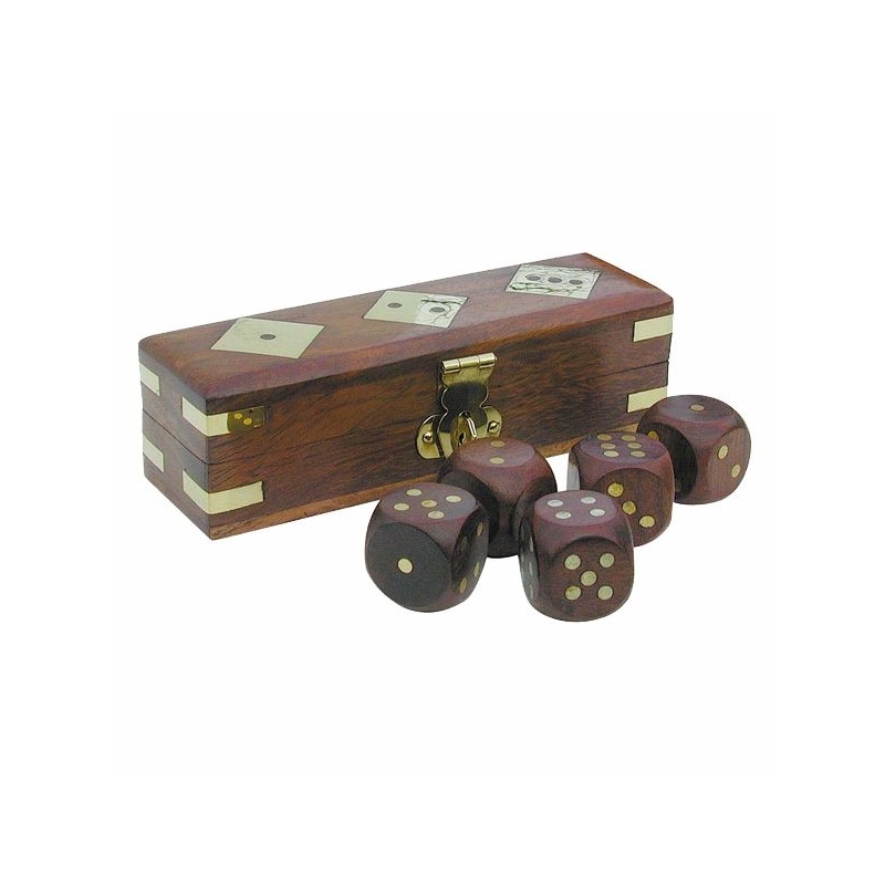 Jeu Dés Coffret  (12,5 cm - Bois foncé - Rectangle)