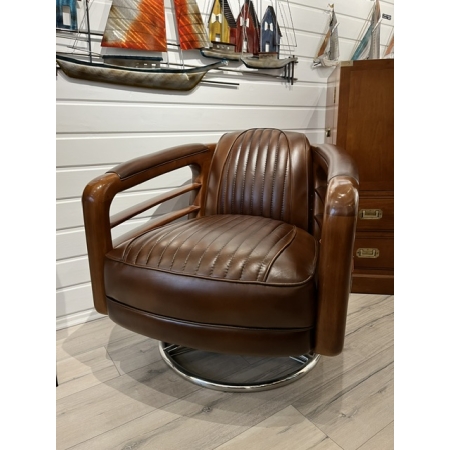 Fauteuil Riviera Tournant Sport Cuir Vintage