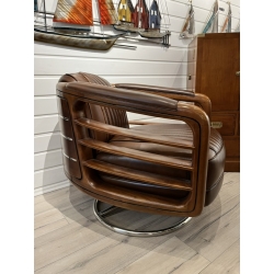 Fauteuil Riviera Tournant Sport Cuir Vintage