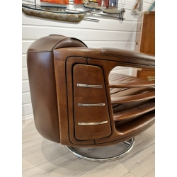 Fauteuil Riviera Tournant Sport Cuir Vintage