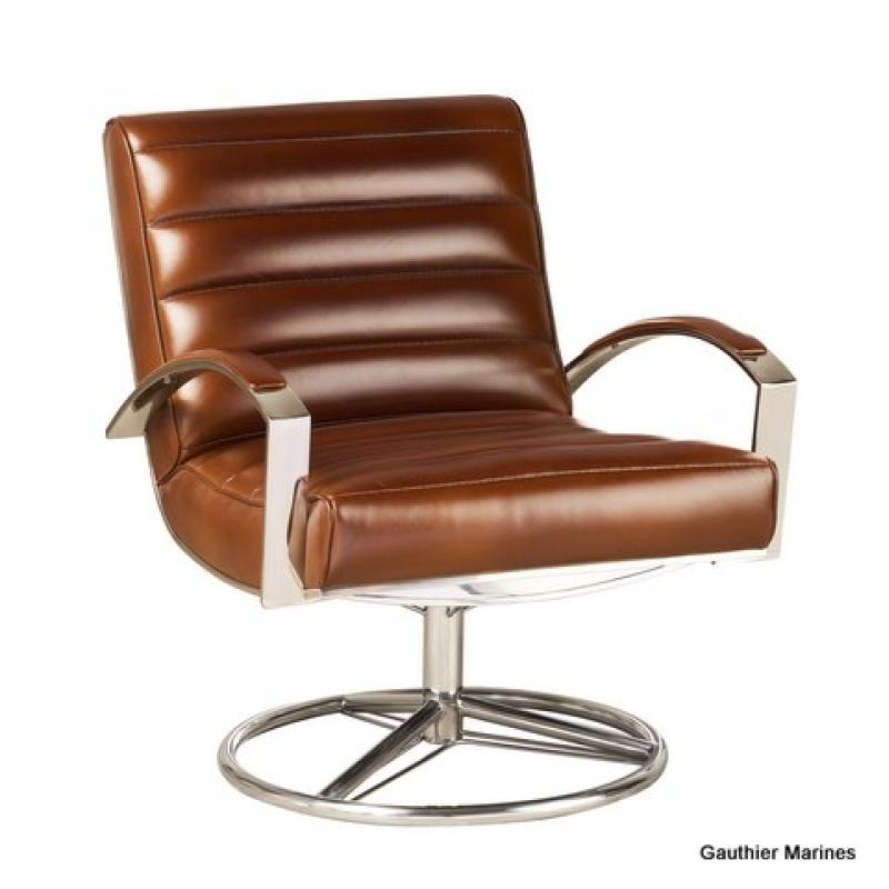 Fauteuil Madrid pivotant cuir vintage