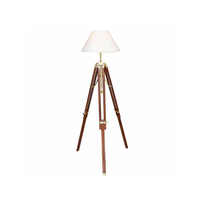 Lampe Trépied Bois (GM - Laiton brillant  - C-Palissandre)