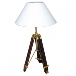 Lampe Trépied Bois (PM - Laiton brillant - Palissandre)